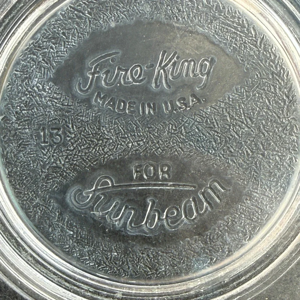 Fire King Sunbeam Mixing Bowl Clear Glass Pour Spout Vintage 13 Made in USA